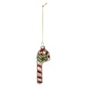 Clayre & Eef Weihnachtsanhänger Zuckerstange 4x3x12 cm Rot Glas