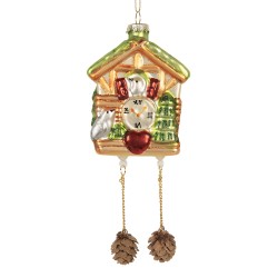 Clayre & Eef Pendentif de Noël 7x4x10/17 cm Marron Verre