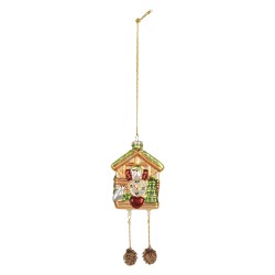 Clayre & Eef Pendentif de Noël 7x4x10/17 cm Marron Verre