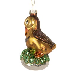 Clayre & Eef Weihnachtsanhänger Ente 6x5x11 cm Braun Glas