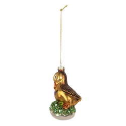Clayre & Eef Weihnachtsanhänger Ente 6x5x11 cm Braun Glas