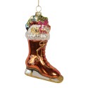 Clayre & Eef Weihnachtsanhänger Stiefel 8x4x13 cm Orange Glas