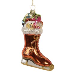 Clayre & Eef Pendentif de Noël Botte 8x4x13 cm Orange Verre