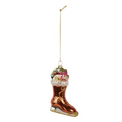 Clayre & Eef Pendentif de Noël Botte 8x4x13 cm Orange Verre