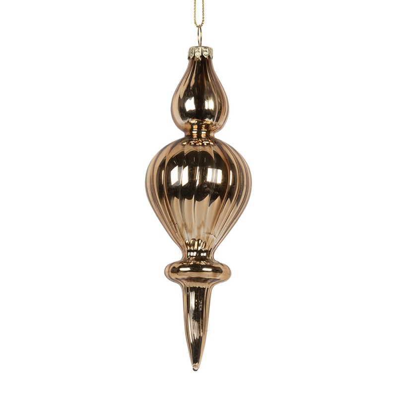 Clayre & Eef Weihnachtskugel Ø 5x15 cm Goldfarbig Glas