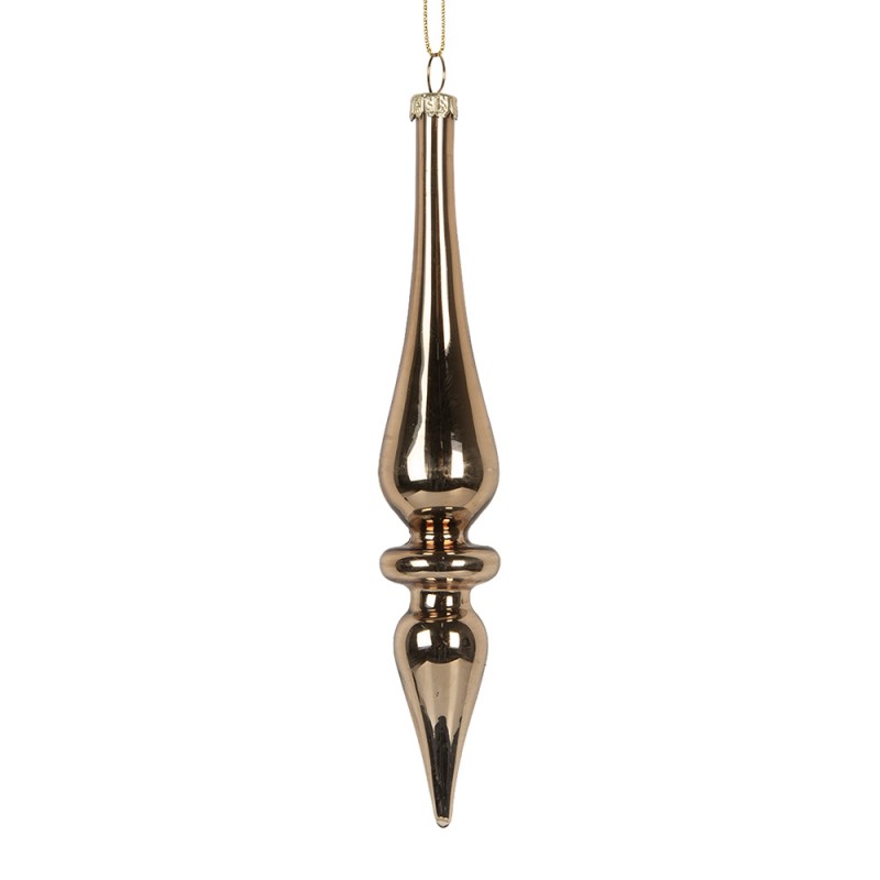 Clayre & Eef Weihnachtsanhänger Ø 3x18 cm Goldfarbig Glas