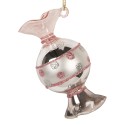 Clayre & Eef Weihnachtsanhänger Ø 4x8 cm Silberfarbig Glas
