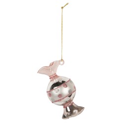 Clayre & Eef Weihnachtsanhänger Ø 4x8 cm Silberfarbig Glas