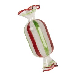 Clayre & Eef Weihnachtsanhänger Ø 5x13 cm Weiß Glas