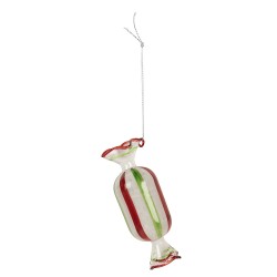 Clayre & Eef Weihnachtsanhänger Ø 5x13 cm Weiß Glas