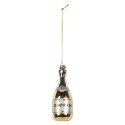 Clayre & Eef Weihnachtsanhänger Flasche Ø 5x14 cm Goldfarbig Glas