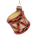 Clayre & Eef Weihnachtsanhänger Trommel Ø 4x5 cm Rot Glas