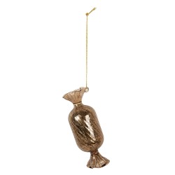 Clayre & Eef Weihnachtsanhänger Ø 5x13 cm Goldfarbig Glas