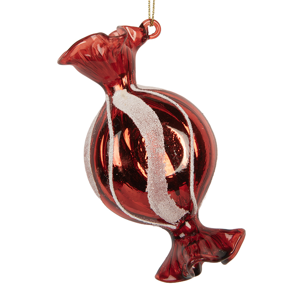 Clayre&Eef Kersthanger 5x4x10 cm Rood Glas afbeelding