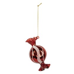 Clayre & Eef Weihnachtsanhänger 5x4x10 cm Rot Glas