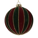 Clayre & Eef Boule de Noël Ø 8x8 cm Rouge Vert Verre