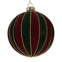 Clayre & Eef Weihnachtskugel Ø 8x8 cm Rot Grün Glas