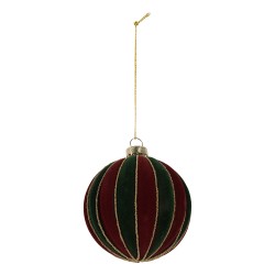 Clayre & Eef Weihnachtskugel Ø 8x8 cm Rot Grün Glas