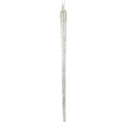 Clayre & Eef Weihnachtsanhänger Eiszapfen Ø 2x25 cm Transparant Glas