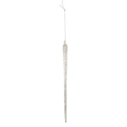 Clayre & Eef Weihnachtsanhänger Eiszapfen Ø 2x25 cm Transparant Glas