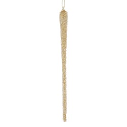 Clayre & Eef Weihnachtsanhänger Eiszapfen Ø 2x25 cm Goldfarbig Glas