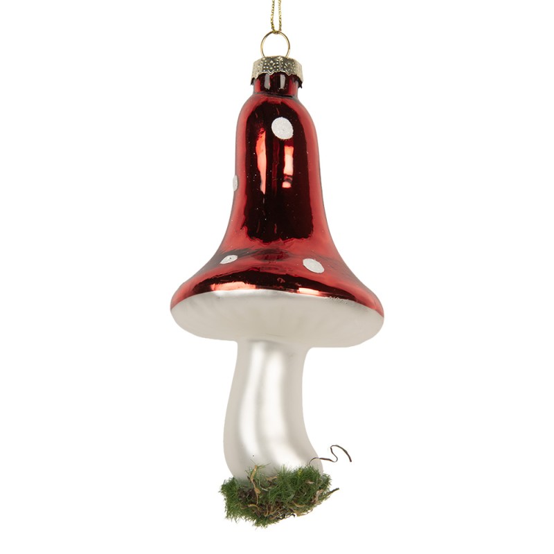 Clayre & Eef Weihnachtsanhänger Pilz Ø 6x12 cm Rot Glas