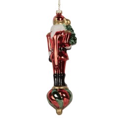 Clayre & Eef Pendentif de Noël Casse-noisette 6x5x20 cm Rouge Verre