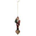Clayre & Eef Pendentif de Noël Casse-noisette 6x5x20 cm Rouge Verre