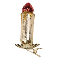 Clayre & Eef Weihnachtsanhänger 5x4x9 cm Silberfarbig Glas