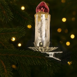 Clayre & Eef Weihnachtsanhänger 5x4x9 cm Silberfarbig Glas