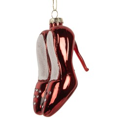 Clayre & Eef Weihnachtsanhänger Schuh 6x6x10 cm Rot Glas