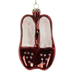 Clayre & Eef Weihnachtsanhänger Schuh 6x6x10 cm Rot Glas