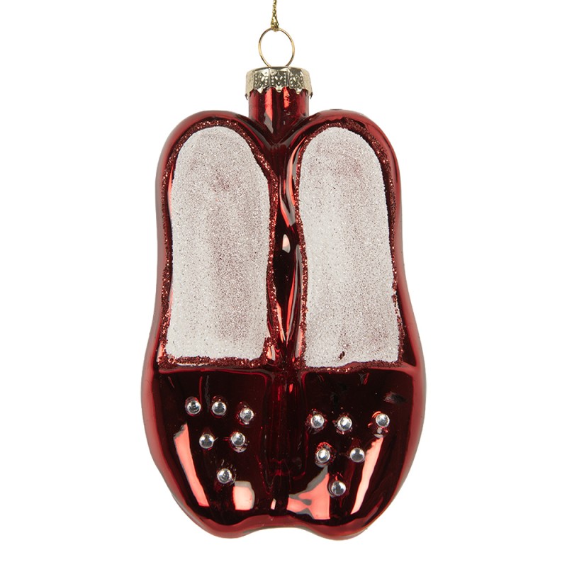 Clayre & Eef Weihnachtsanhänger Schuh 6x6x10 cm Rot Glas