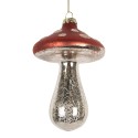 Clayre & Eef Weihnachtsanhänger Pilz Ø 9x13 cm Rot Glas