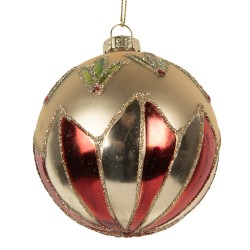 Clayre & Eef Weihnachtskugel Ø 8x8 cm Goldfarbig Glas
