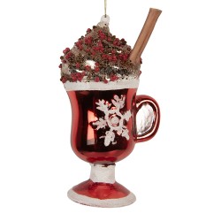 Clayre & Eef Weihnachtsanhänger 7x6x12 cm Rot Glas