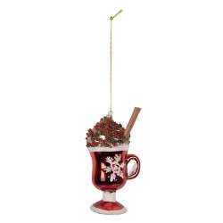 Clayre & Eef Weihnachtsanhänger 7x6x12 cm Rot Glas