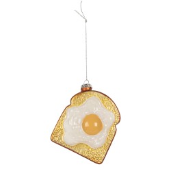 Clayre & Eef Weihnachtsanhänger Ei 9x4x11 cm Weiß Glas