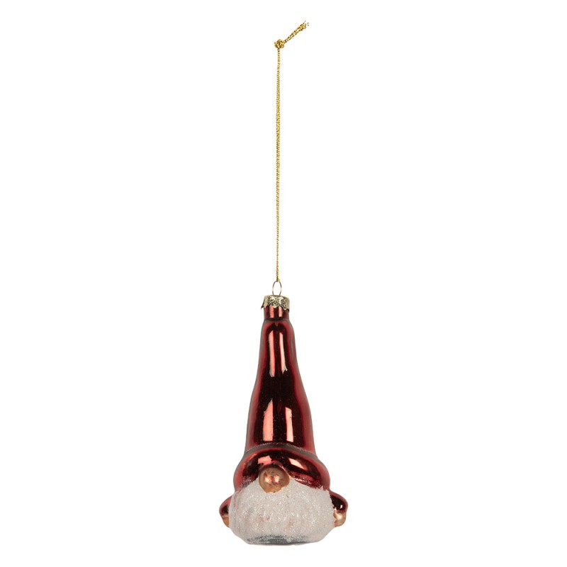 Clayre & Eef Weihnachtsanhänger Zwerg 6x5x13 cm Rot Glas