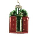 Clayre & Eef Ornamento Natalizio Regalo 4x4x6 cm Rosso Vetro