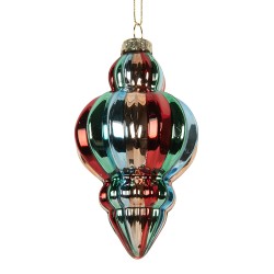 Clayre & Eef Christmas Bauble Ø 7x12 cm Multicoloured Glass
