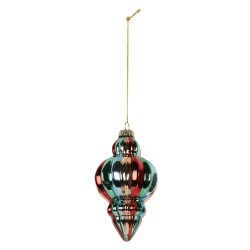 Clayre & Eef Christmas Bauble Ø 7x12 cm Multicoloured Glass
