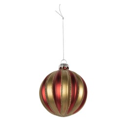 Clayre & Eef Weihnachtskugel Ø 8x8 cm Rot Goldfarbig Glas