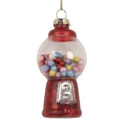 Clayre & Eef Weihnachtsanhänger Ø 5x9 cm Rot Glas