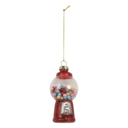 Clayre & Eef Weihnachtsanhänger Ø 5x9 cm Rot Glas