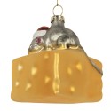 Clayre & Eef Weihnachtsanhänger Maus 8x8x8 cm Gelb Glas
