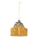 Clayre & Eef Weihnachtsanhänger Maus 8x8x8 cm Gelb Glas