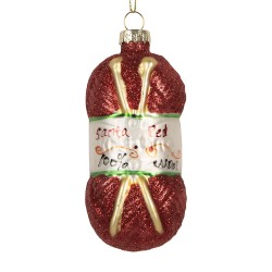 Clayre & Eef Weihnachtsanhänger Ø 5x10 cm Rot Glas