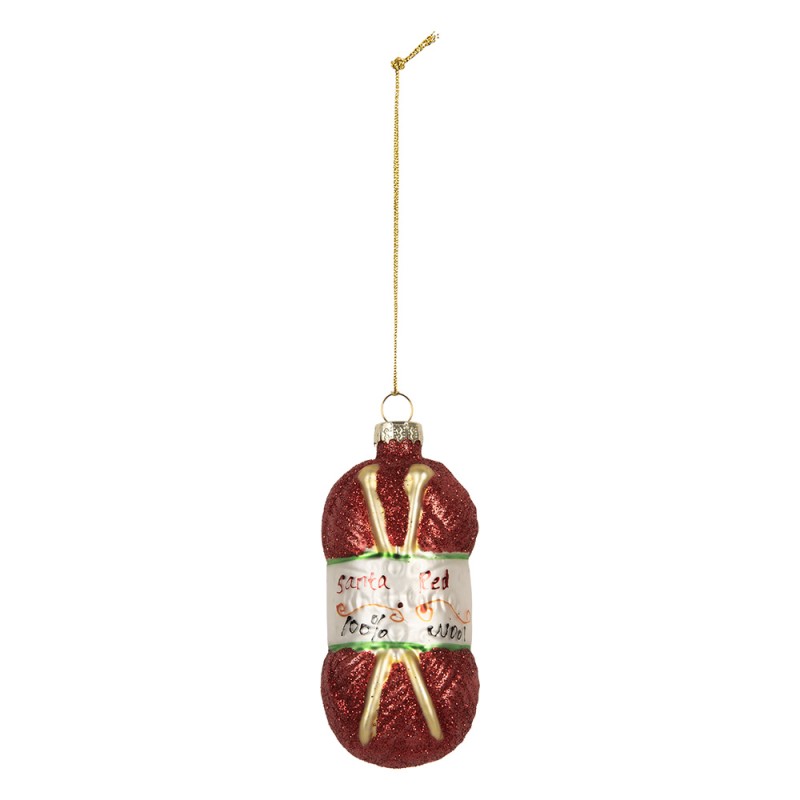 Clayre & Eef Ornamento Natalizio Ø 5x10 cm Rosso Vetro