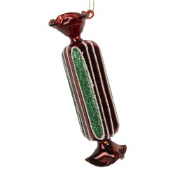 Clayre & Eef Weihnachtsanhänger Ø 4x15 cm Rot Glas